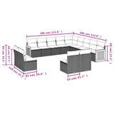 13 Piece Garden Sofa Set with Cushions Grey Poly Rattan - Close-Up Angle