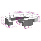 14 Piece Garden Sofa Set with Cushions Grey Poly Rattan - Low Angle