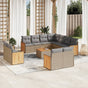 12 Piece Garden Sofa Set with Cushions Beige Poly Rattan