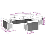 12 Piece Garden Sofa Set with Cushions Black Poly Rattan - Close-Up Angle