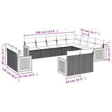 13 Piece Garden Sofa Set with Cushions Black Poly Rattan - Side View