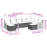 9 Piece Garden Sofa Set with Cushions Black Poly Rattan - Low Angle