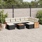 10 Piece Garden Sofa Set with Cushions Black Poly Rattan