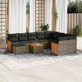 11 Piece Garden Sofa Set with Cushions Grey Poly Rattan