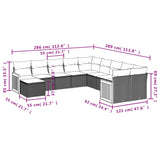 11 Piece Garden Sofa Set with Cushions Grey Poly Rattan - Low Angle