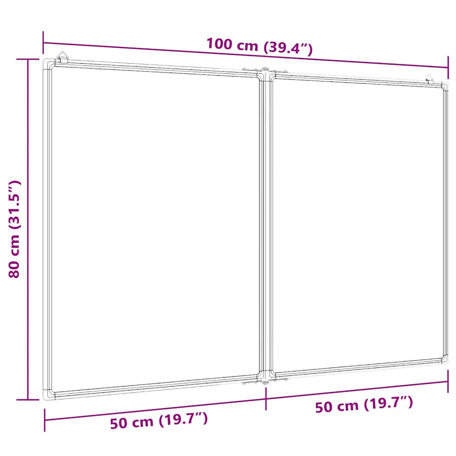 Magnetic Whiteboard Foldable 100x80x1.7 cm Aluminium