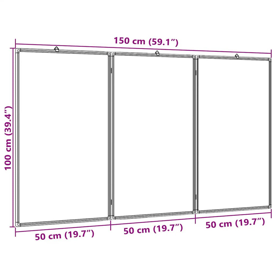 Magnetic Whiteboard Foldable 150x100x1.7 cm Aluminium