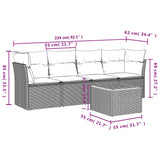 5 Piece Garden Sofa Set with Cushions Black Poly Rattan - Side View