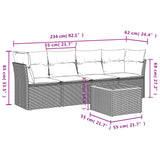 5 Piece Garden Sofa Set with Cushions Beige Poly Rattan - Side View