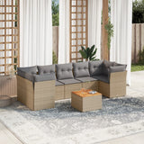 8 Piece Garden Sofa Set with Cushions Beige Poly Rattan