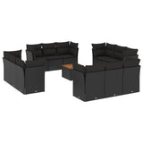 13 Piece Garden Sofa Set with Cushions Black Poly Rattan