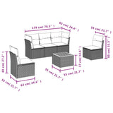 6 Piece Garden Sofa Set with Cushions Black Poly Rattan - Side View