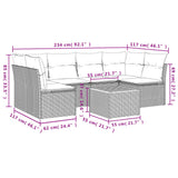 7 Piece Garden Sofa Set with Cushions Black Poly Rattan - Side View