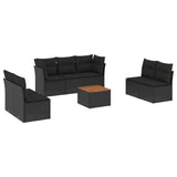 8 Piece Garden Sofa Set with Cushions Black Poly Rattan - Front View