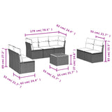 8 Piece Garden Sofa Set with Cushions Grey Poly Rattan - Side View