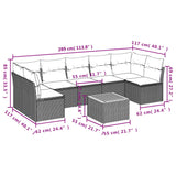 8 Piece Garden Sofa Set with Cushions Beige Poly Rattan - Side View