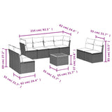 9 Piece Garden Sofa Set with Cushions Grey Poly Rattan - Side View