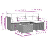 5 Piece Garden Sofa Set with Cushions Black Poly Rattan