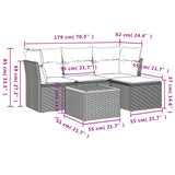 5 Piece Garden Sofa Set with Cushions Black Poly Rattan