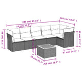 7 Piece Garden Sofa Set with Cushions Grey Poly Rattan - Side View
