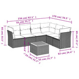 7 Piece Garden Sofa Set with Cushions Grey Poly Rattan - Side View