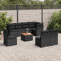 9 Piece Garden Sofa Set with Cushions Black Poly Rattan