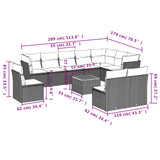 11 Piece Garden Sofa Set with Cushions Grey Poly Rattan - Side View