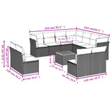 12 Piece Garden Sofa Set with Cushions Grey Poly Rattan - Side View