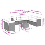 10 Piece Garden Sofa Set with Cushions Black Poly Rattan - Side View