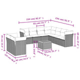10 Piece Garden Sofa Set with Cushions Grey Poly Rattan - Side View