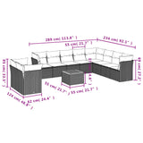 11 Piece Garden Sofa Set with Cushions Grey Poly Rattan - Side View