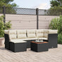 7 Piece Garden Sofa Set with Cushions Black Poly Rattan
