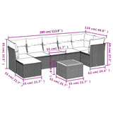 8 Piece Garden Sofa Set with Cushions Black Poly Rattan - Side View
