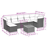 8 Piece Garden Sofa Set with Cushions Black Poly Rattan - Side View