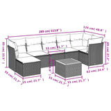 8 Piece Garden Sofa Set with Cushions Grey Poly Rattan - Side View