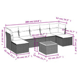 8 Piece Garden Sofa Set with Cushions Black Poly Rattan - Side View
