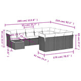 11 Piece Garden Sofa Set with Cushions Grey Poly Rattan - Side View