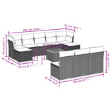 11 Piece Garden Sofa Set with Cushions Black Poly Rattan - Side View