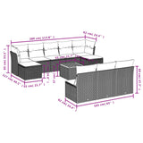 11 Piece Garden Sofa Set with Cushions Grey Poly Rattan - Side View