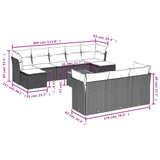 11 Piece Garden Sofa Set with Cushions Grey Poly Rattan - Side View