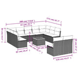 12 Piece Garden Sofa Set with Cushions Grey Poly Rattan - Side View
