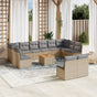 13 Piece Garden Sofa Set with Cushions Beige Poly Rattan
