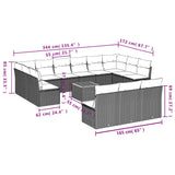 14 Piece Garden Sofa Set with Cushions Black Poly Rattan - Side View