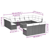 14 Piece Garden Sofa Set with Cushions Grey Poly Rattan - Side View