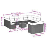 13 Piece Garden Sofa Set with Cushions Grey Poly Rattan - Side View