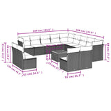 14 Piece Garden Sofa Set with Cushions Beige Poly Rattan