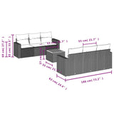 7 Piece Garden Sofa Set with Cushions Grey Poly Rattan