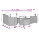 7 Piece Garden Sofa Set with Cushions Black Poly Rattan