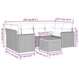 7 Piece Garden Sofa Set with Cushions Beige Poly Rattan