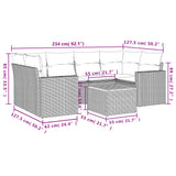 7 Piece Garden Sofa Set with Cushions Grey Poly Rattan